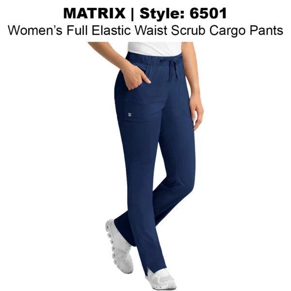 Matrix Women's Full Elastic Waist Scrub Cargo Pants