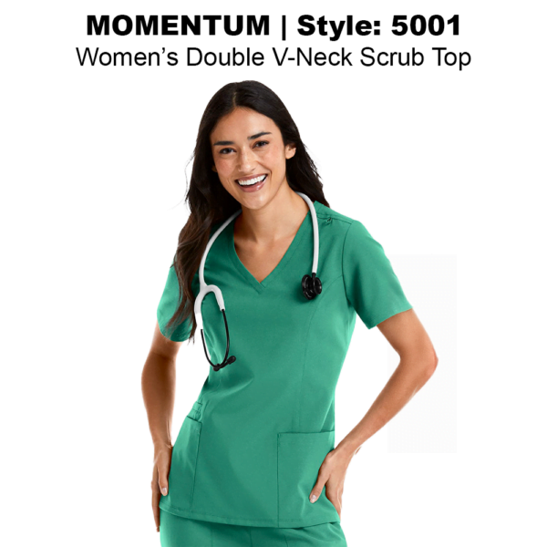 Momentum Women's Double V-Neck Scrub Top | Style: 5001 | HomeHealthcareScrubs.com