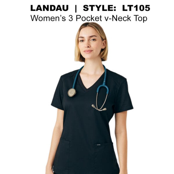 Landau Women's ProFlex 3 Pocket V-Neck Top